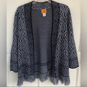 Ruby Rd. Bohemian Fringe Open Front Cardigan | Size XL